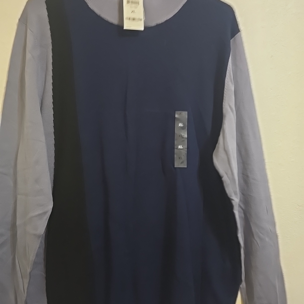 Alfani Men's TurtleneckDress Shirt - Navy and Light Blue New